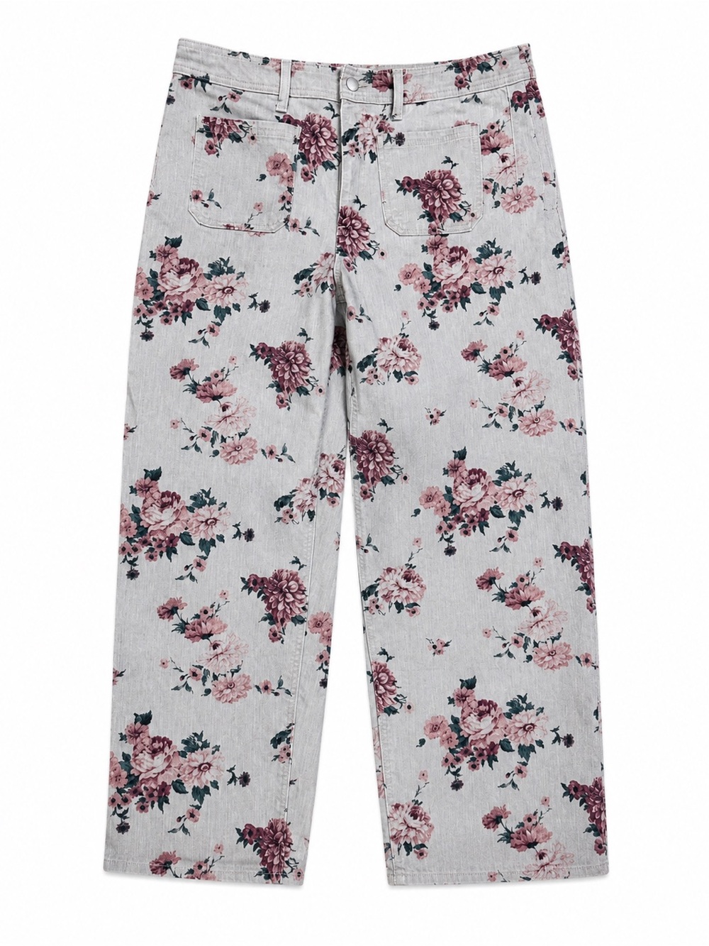 Universal Thread Light Gray Floral Sailor Straight-Leg Jeans